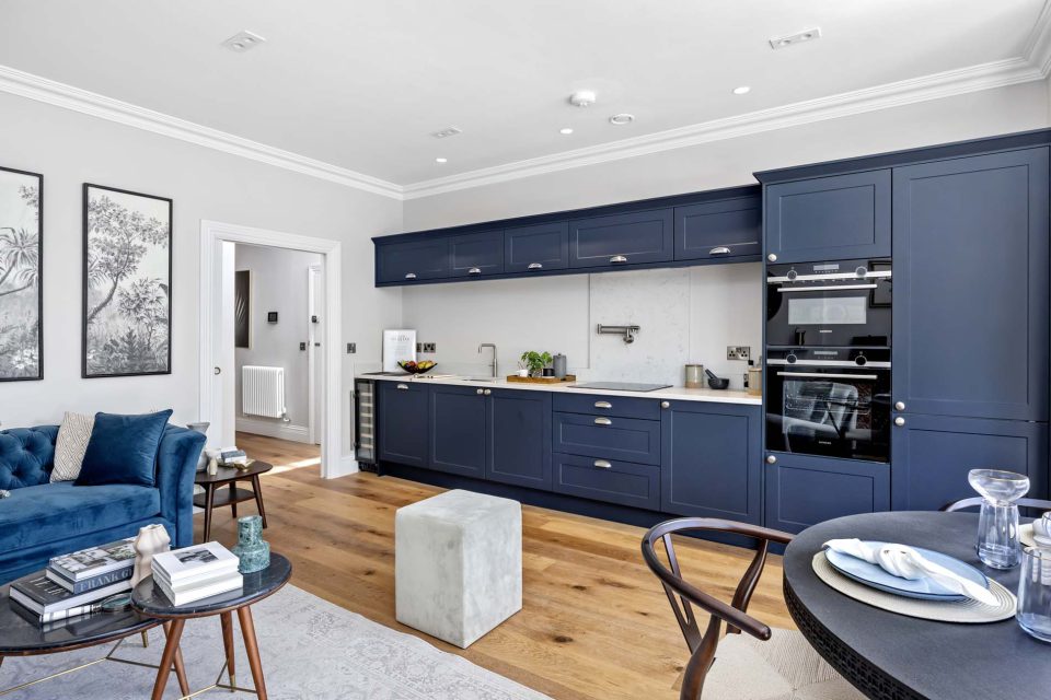 The kitchen area of an apartment