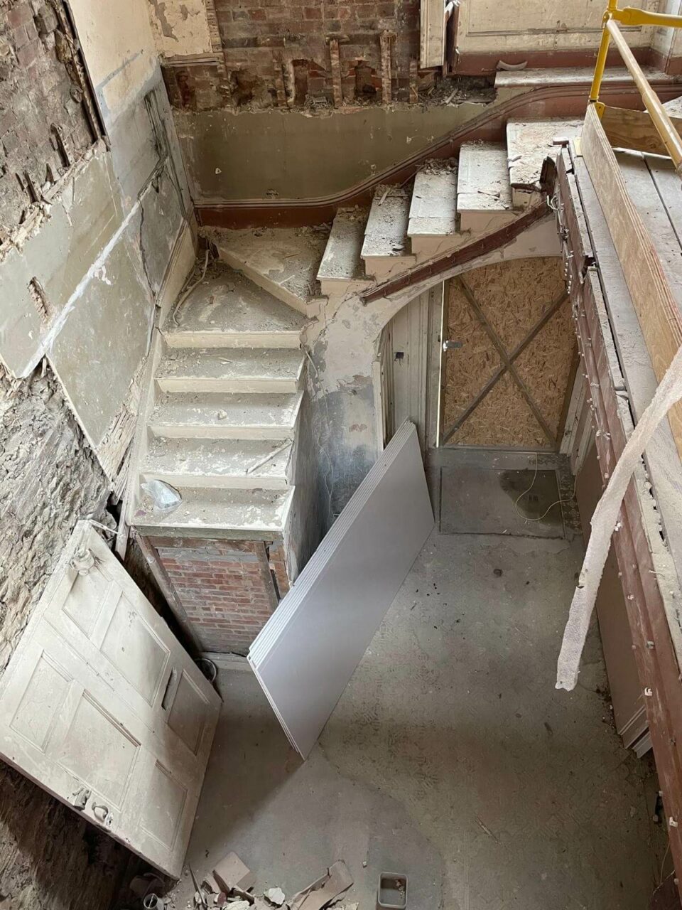 A stairwell in a house under construction