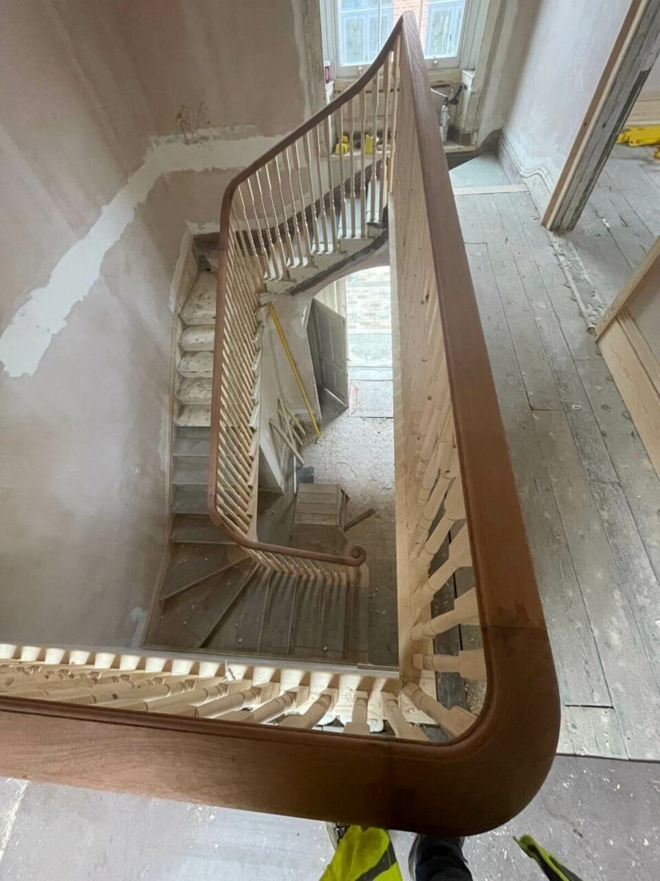 A stairwell in a house under construction